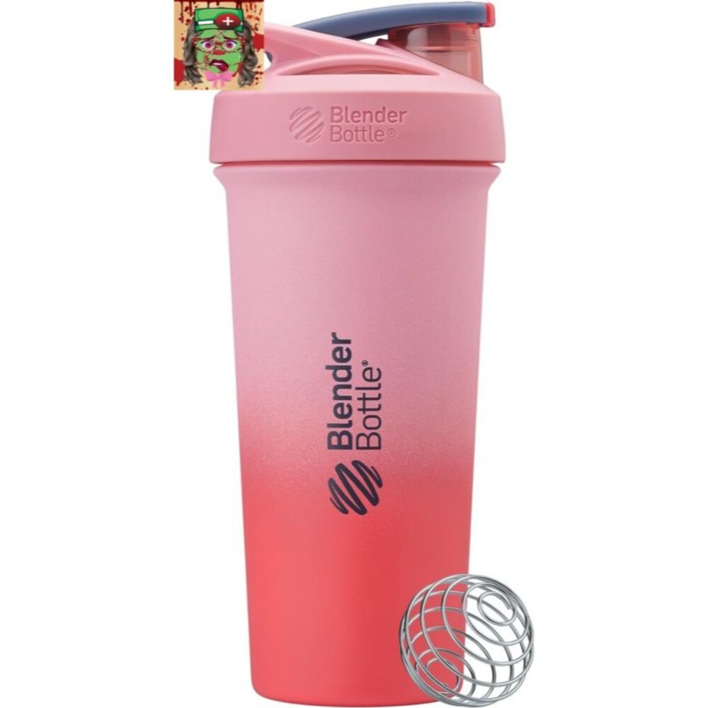 Strada Sleek Shaker Cup Insulated Stainless Steel Water Bottle with Wire Whisk,